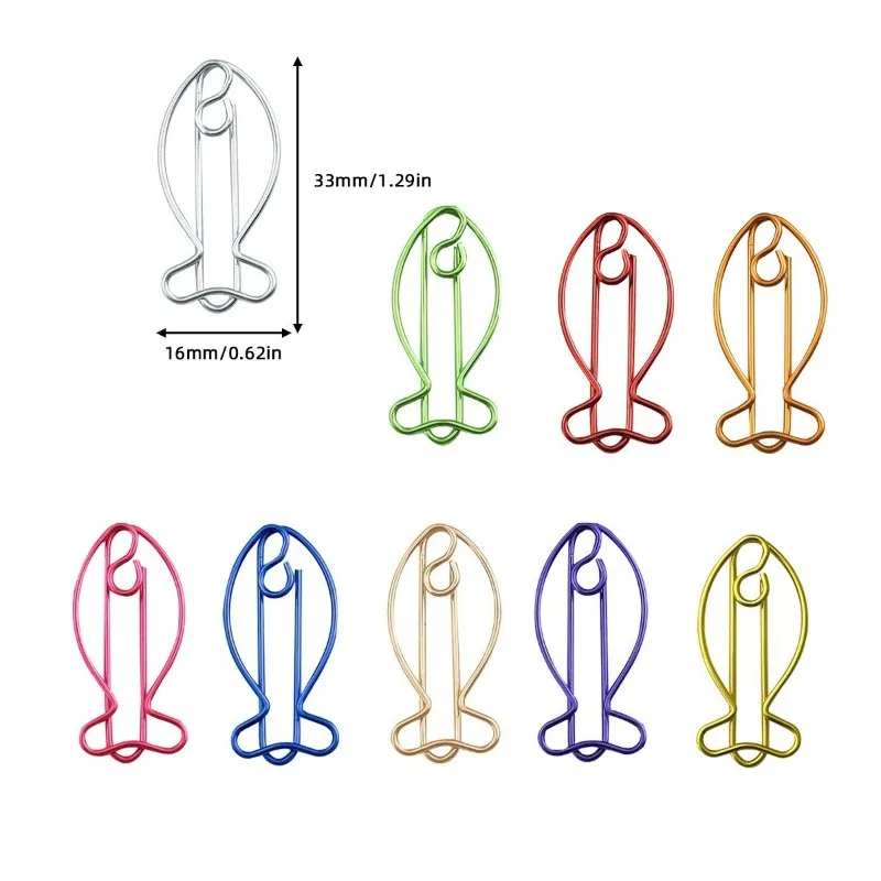 30pcs 크리 에이 티브 물고기 종이 클립 금속 장식 작은 컬러 종이 클립 동물 모양의 문서 용 학교 사무용품