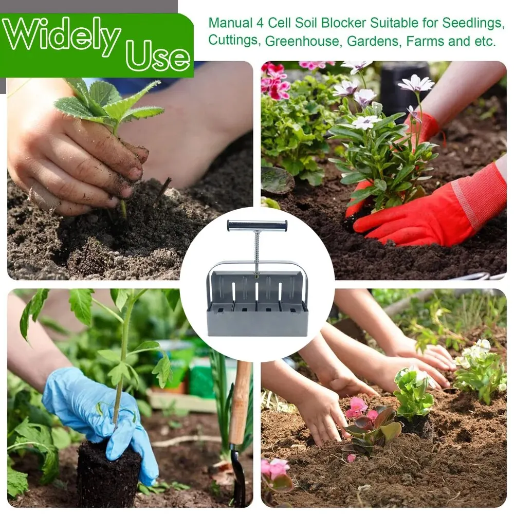 Handheld Soil Block Maker - 2 Inch Seedling Tool for Greenhouse Gardening