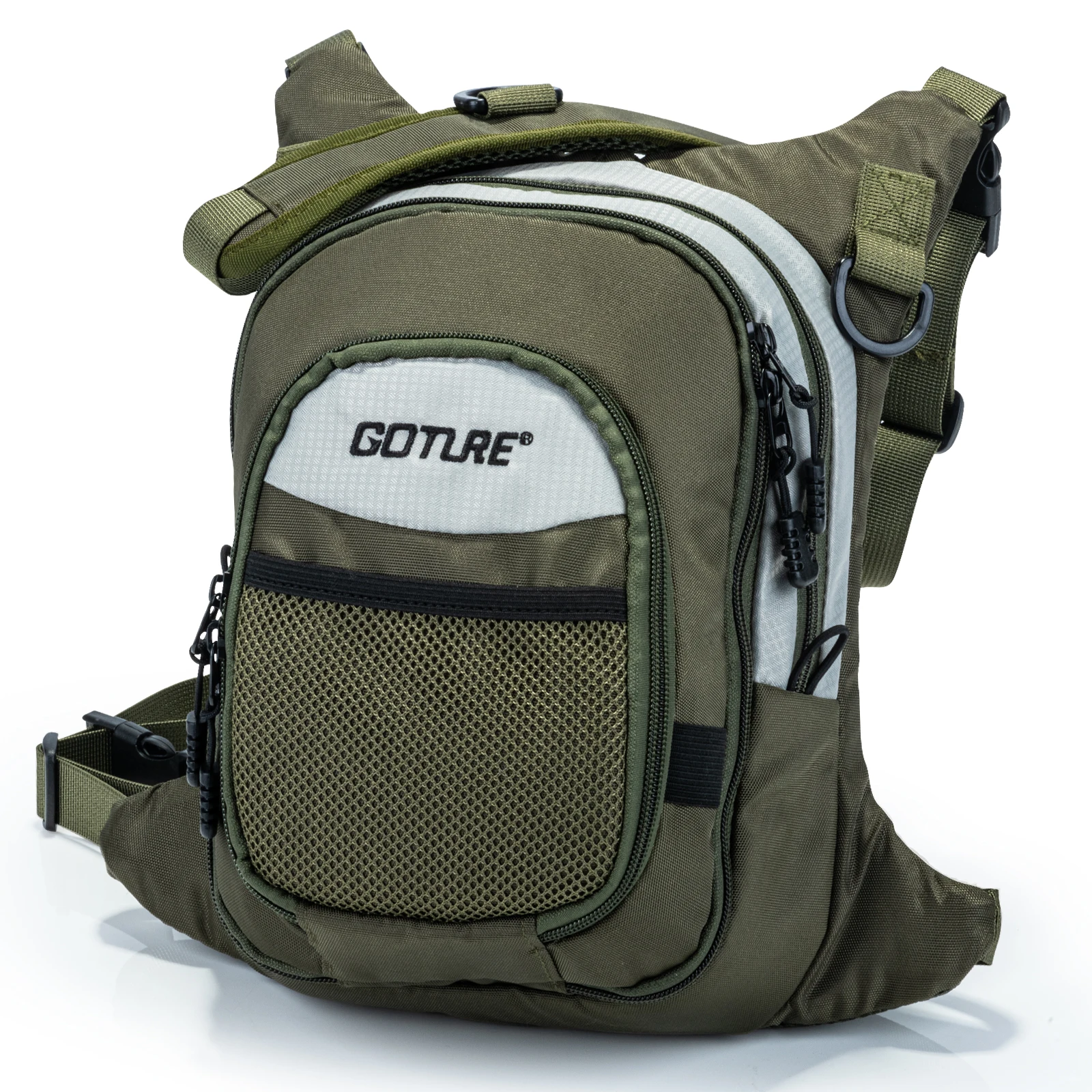 Sac de pêche à la mouche Goture 100% polyester - Ultra léger - Multiples poches - Accessoires outils pêche