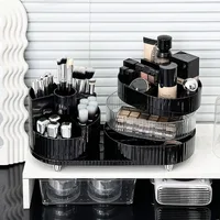 360 Rotating Makeup Organizer Spinning Cosmetic Storage Box for Vanity 3 Tier Skincare Makeup Brushes Holder Lipstick Container 2