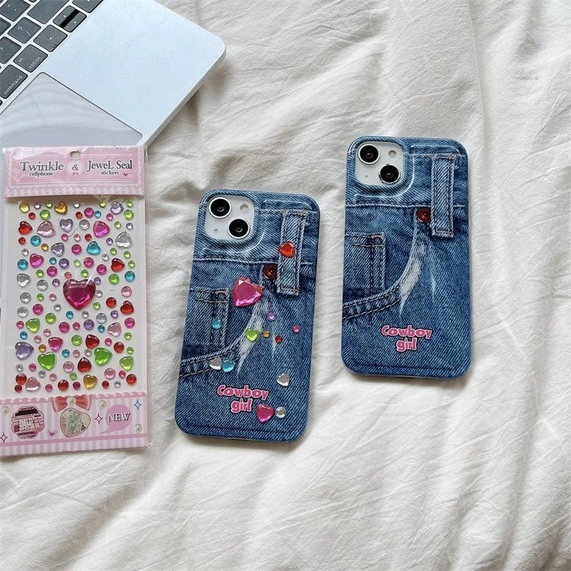 재미있는 DIY 휴대폰 케이스, 삼성 갤럭시 노트 20 울트라 10 프로 9 8 S23 S22 S21 FE S20 S10 플러스용, 깜빡이 보석 청바지, 암소 소년 소녀