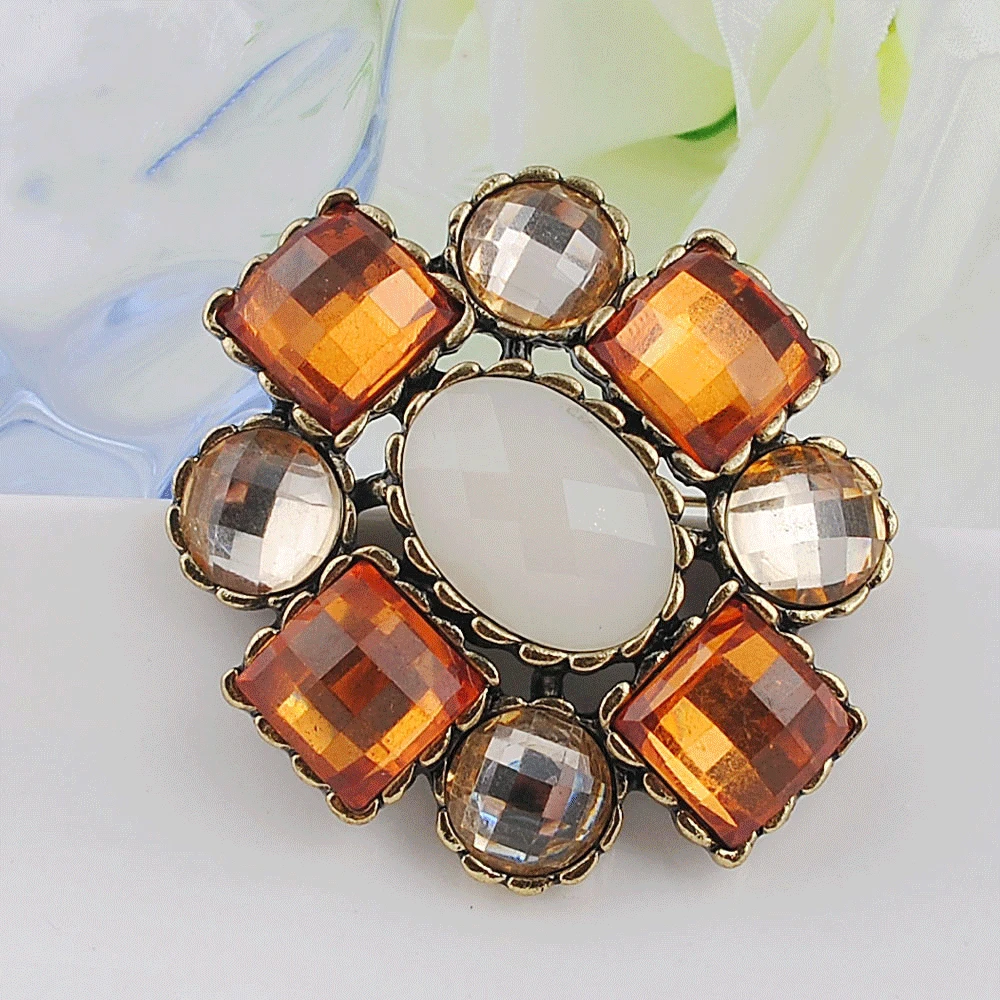 Big Crystal Flower Brooch Goldplated Pins And Brooches Office Lady