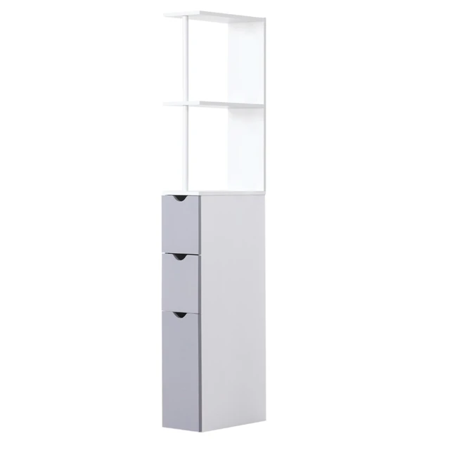 Tall Narrow Bathroom Storage Cabinet with Doors in Black