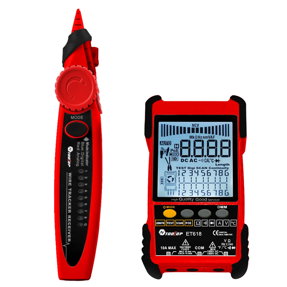 NEW ET618 Network Cable Tester with LCD Display Analogs Digital Search