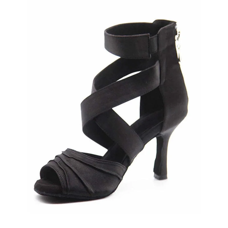 

Black Latin Dance Shoes Strip Pole Dance Party High Heel Sandals Summer New Indoor Stage Game Women Performance