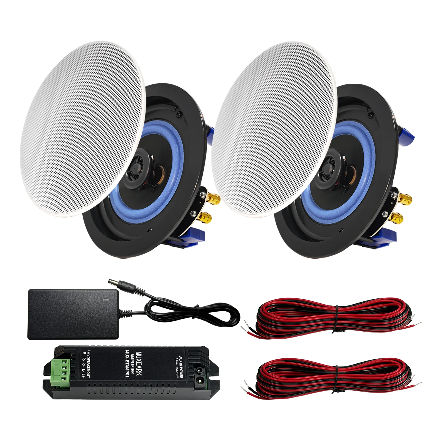 MUXEARK 2PCS 4인치 홈 오디오 160W 천장 블루투스 스피커 홈 매립..
