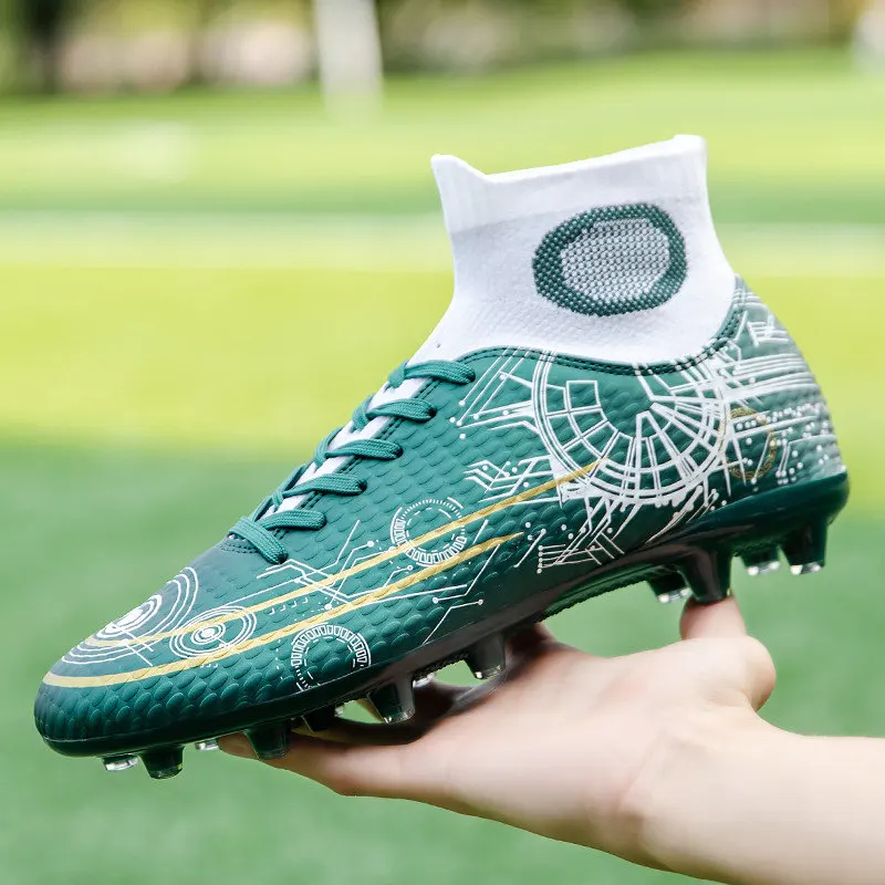 

Spring Green Brand Football Boots Men High Top Professional Men's Soccer Shoes Breathable Light Soccer Boots for Men Size 35-44