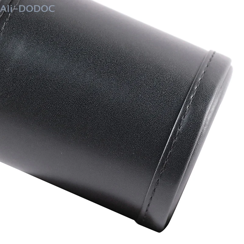 1X New Black PU Leather Flannel Mute Dice Cups With 5pcs Dices Bar Game Supplies