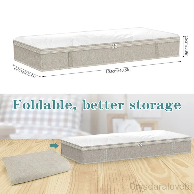 2pcs Foldable Under Bed Bags Large Quilt Storage Bag With Zipper Clothes Blanket Quilt Closet Organizer Box Cabinet Organizer 3