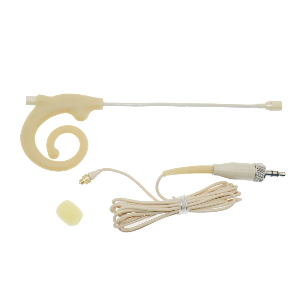 Microfono Cuffia Auricolare Lumaca Beige Per Sennheiser Sk100 Ew100 Ew300 Ew500 G2 G3 G4 G5 Cavo Staccabile Blocco 3.5Mm