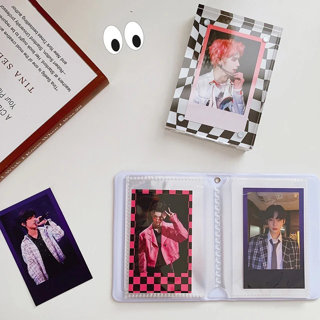 40 Zsebek Kis Fotóalbum Fekete Fehér Sakktábla Fotokard Tartó Ins Simply Kpop Photocards Album Idol Kártyák - Image 4