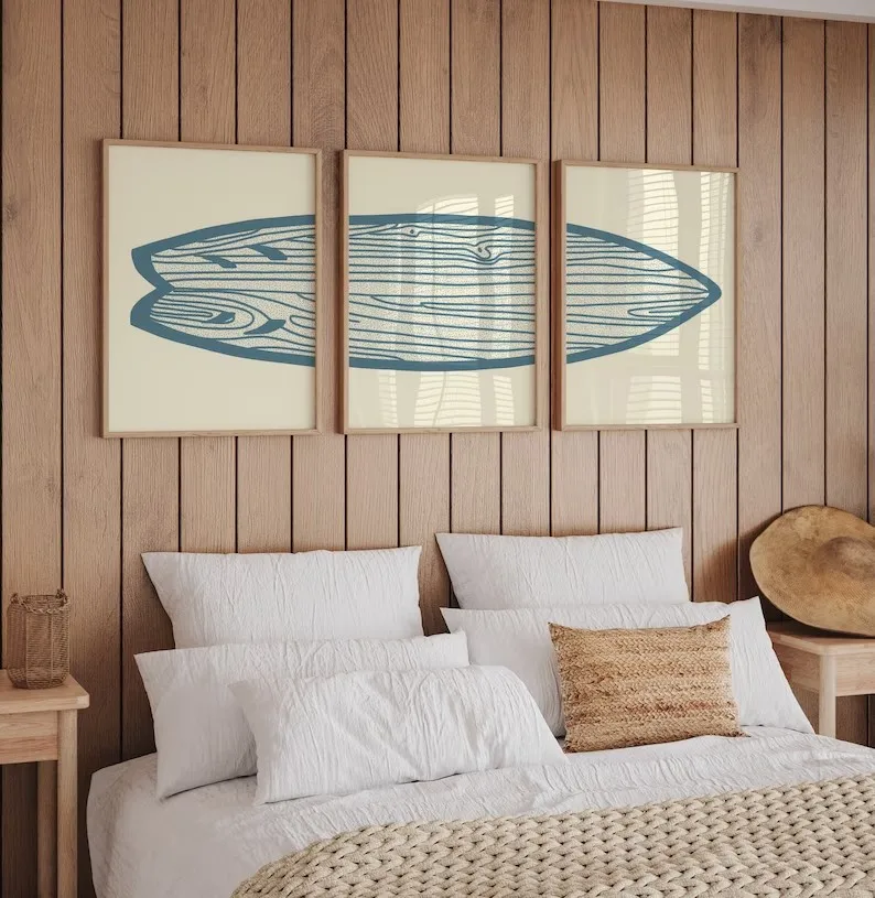 Retro Boho Surfboard Beach Art Sea and Surf Triptych Nursery Poster Canvas Paintings Wall Pictures Home Interior Decor Retro Boho Surfboard Beach Art Sea and Surf Triptych Nursery Poster Canvas Paintings Wall Pictures Home Interior Decor