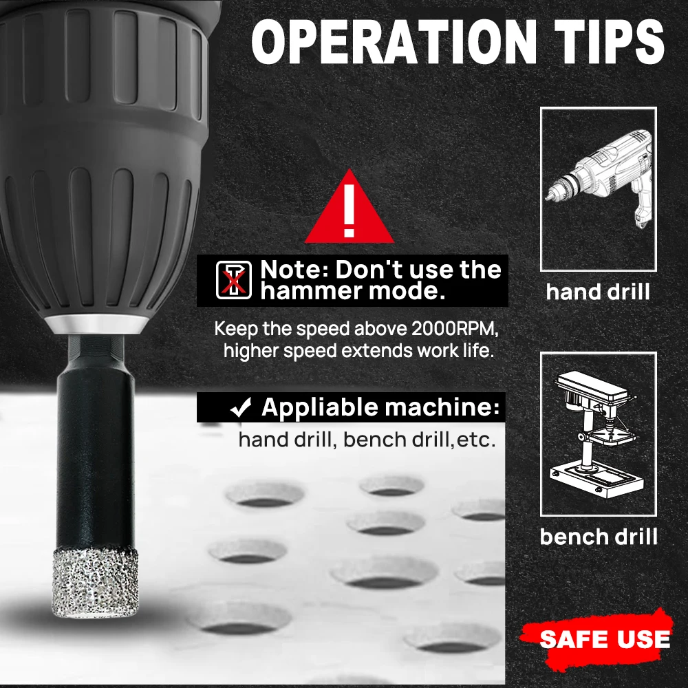Meche Carrelage DT-DIATOOL Foret Diamant 50mm Scie Cloche Pour Forage à Sec Carrelage Porcelaine Marbre Céramique Granit Scie Cloche Carrelage