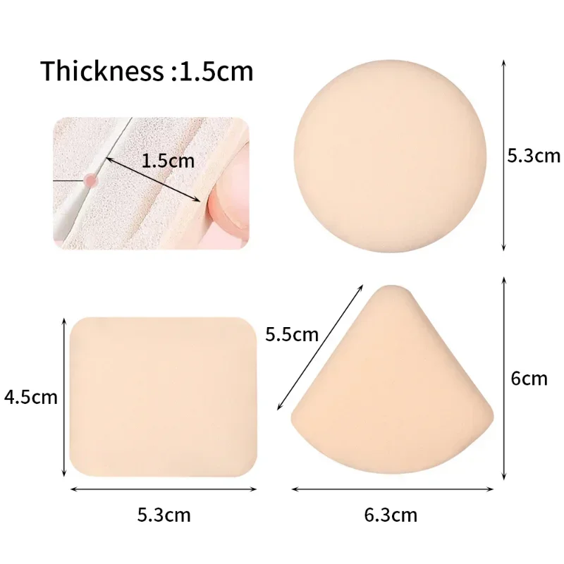 1-10pcs Round Square Triangle Shape Makeup Sponge Puff Dry Wet Dual-use Soft Cotton Candy Air Cushion Foundation Powder Puff 6