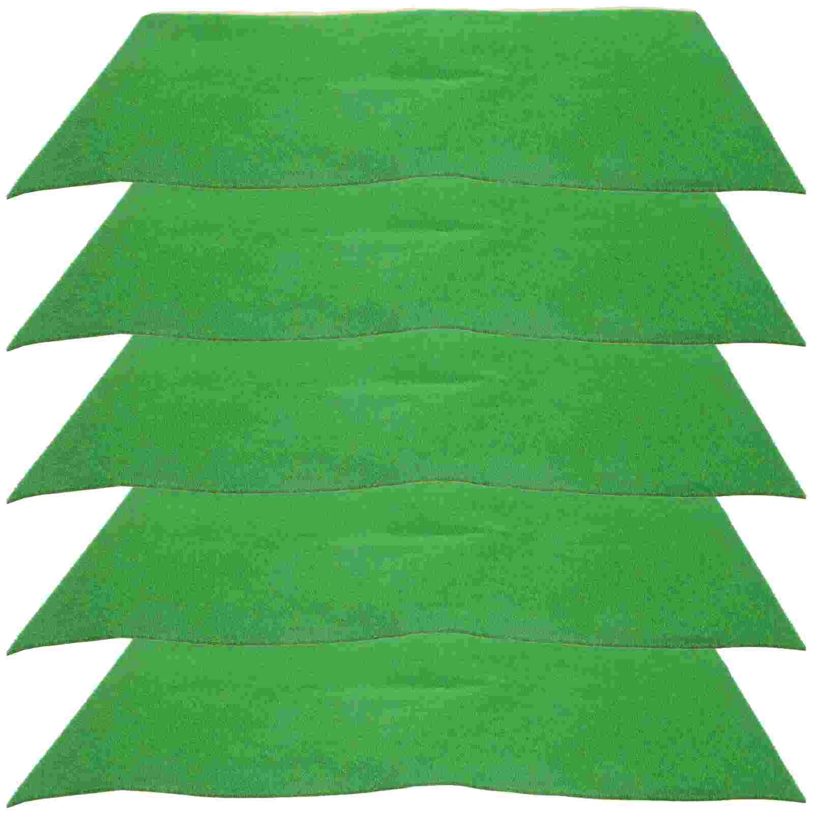 

5 Pcs Nylon Flocked Grass House Decorations for Home Fake Turf Pad Ornaments Sand Table Mat DIY Lawn Plastic