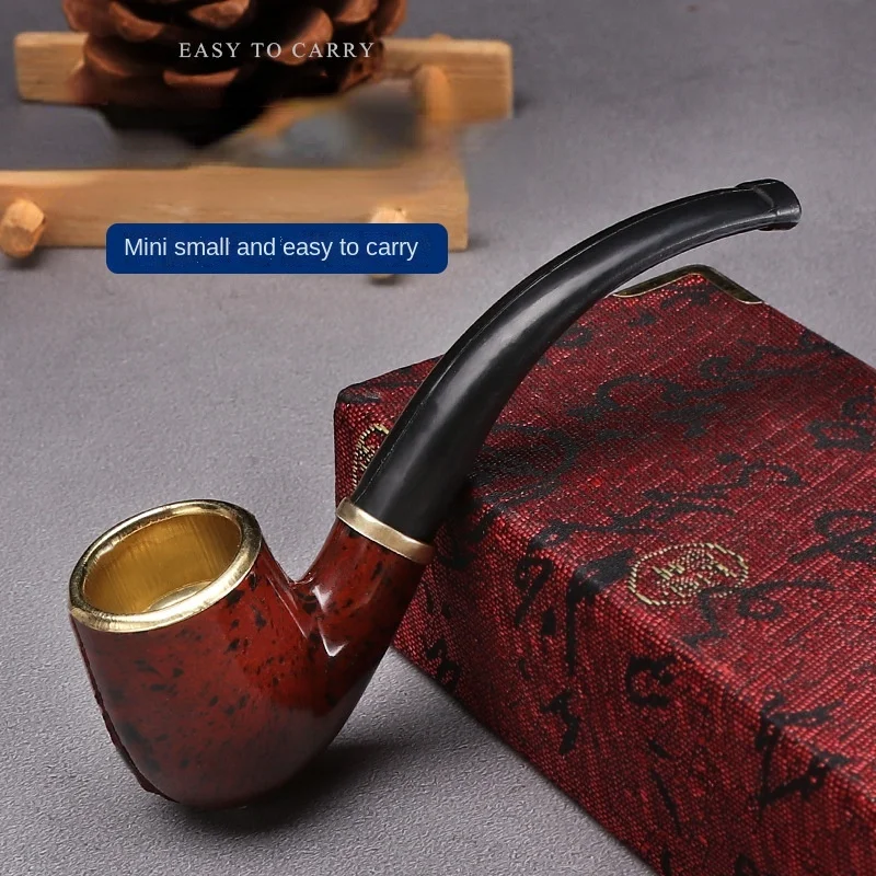 Portable Tobacco Pipe Resin Bent Pipe Cigarette Filter Herb Grinder Handheld Mini Curved Smoke Pipe Beginner Smoking Accessories