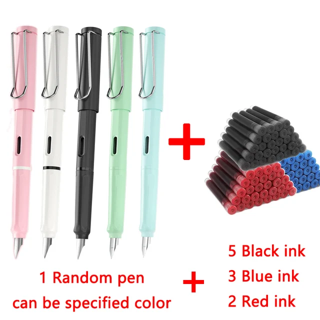 1 pen+10 ink Kawaii Fountain pen calligraphy Multi-function pen 0.38mm EF Nib school supplies stationery pens 24
