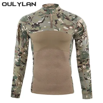 Oulylan Camouflage Long Sleeve Hunting Climbing Shirt Male Breathable Sport Clothes Men's Outdoor Hiking T-Shirts Hunting 1