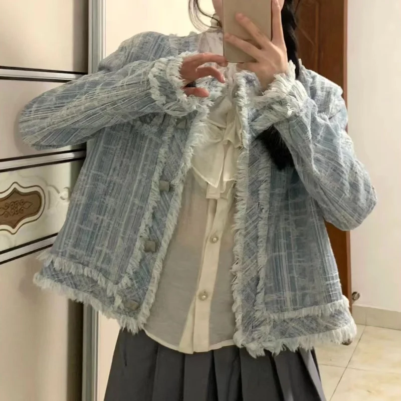 

LKSK Light Luxury Fragrant Coat for Women Spring New Loose and Elegant Style Versatile Jacket Top Short Baseball Coat