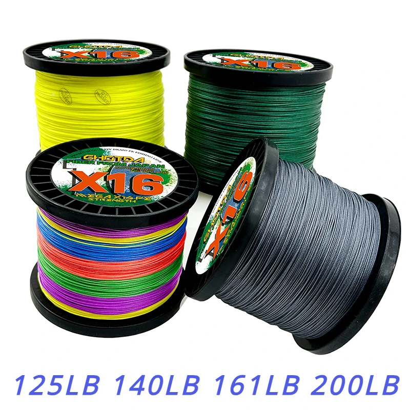 

Сверхтолстая плетеная рыболовная леска GHOTDA X16, 500 м, 0,57-0,20 мм,-анг. Фунт., соленая полиэтиленовая суперпрочная леска Для океан, лодок, рыбалки