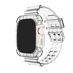 Transparent Silicone Sports Band and Case for Apple Watch - Clear Strap Bracelet (Transparent)