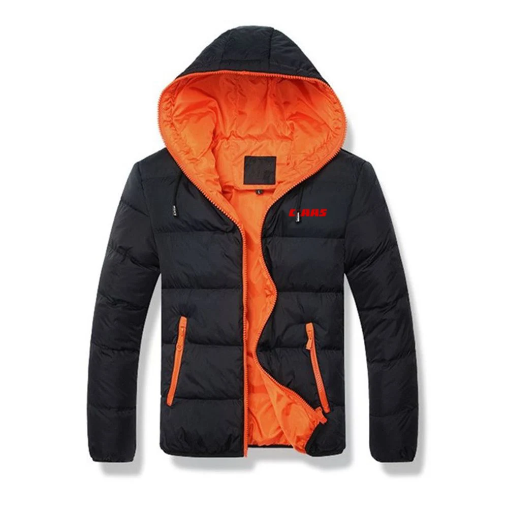 2023 new men's CLAAS printed winter warm cotton leisure Harajuku hooded down comfortable fashion hooded zipper coat coat.
