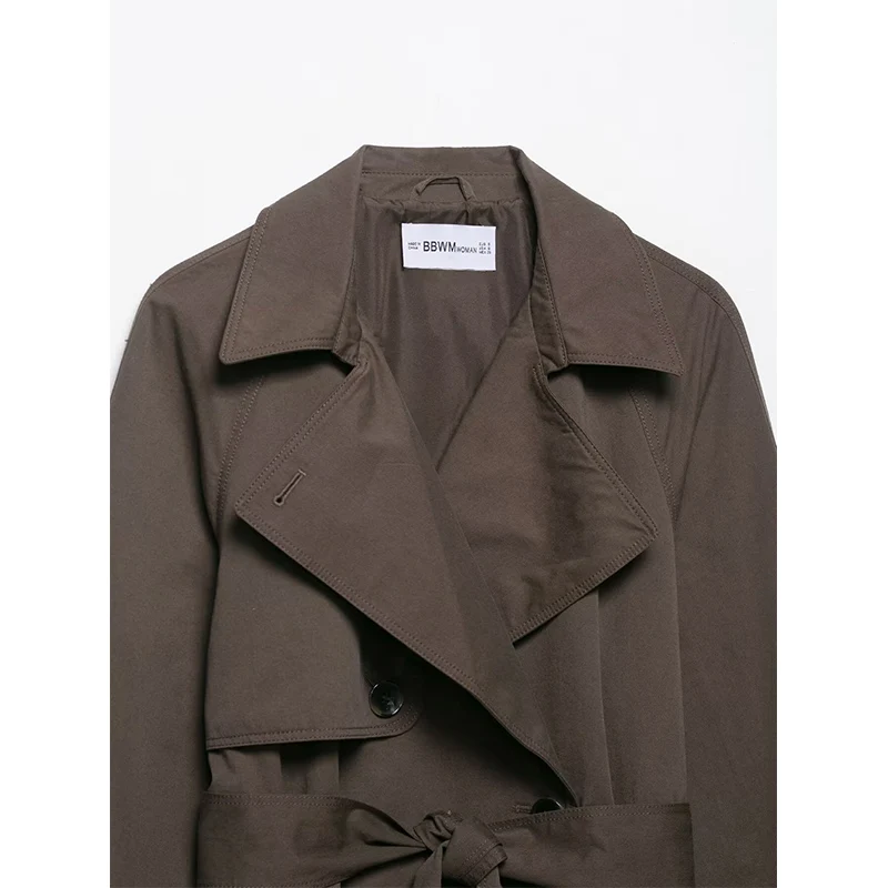 2025 Women Jacket Fashion With Belt Trench Short Coats Women Casual Loose High Street Long Sleeve New Jackets Outerwear