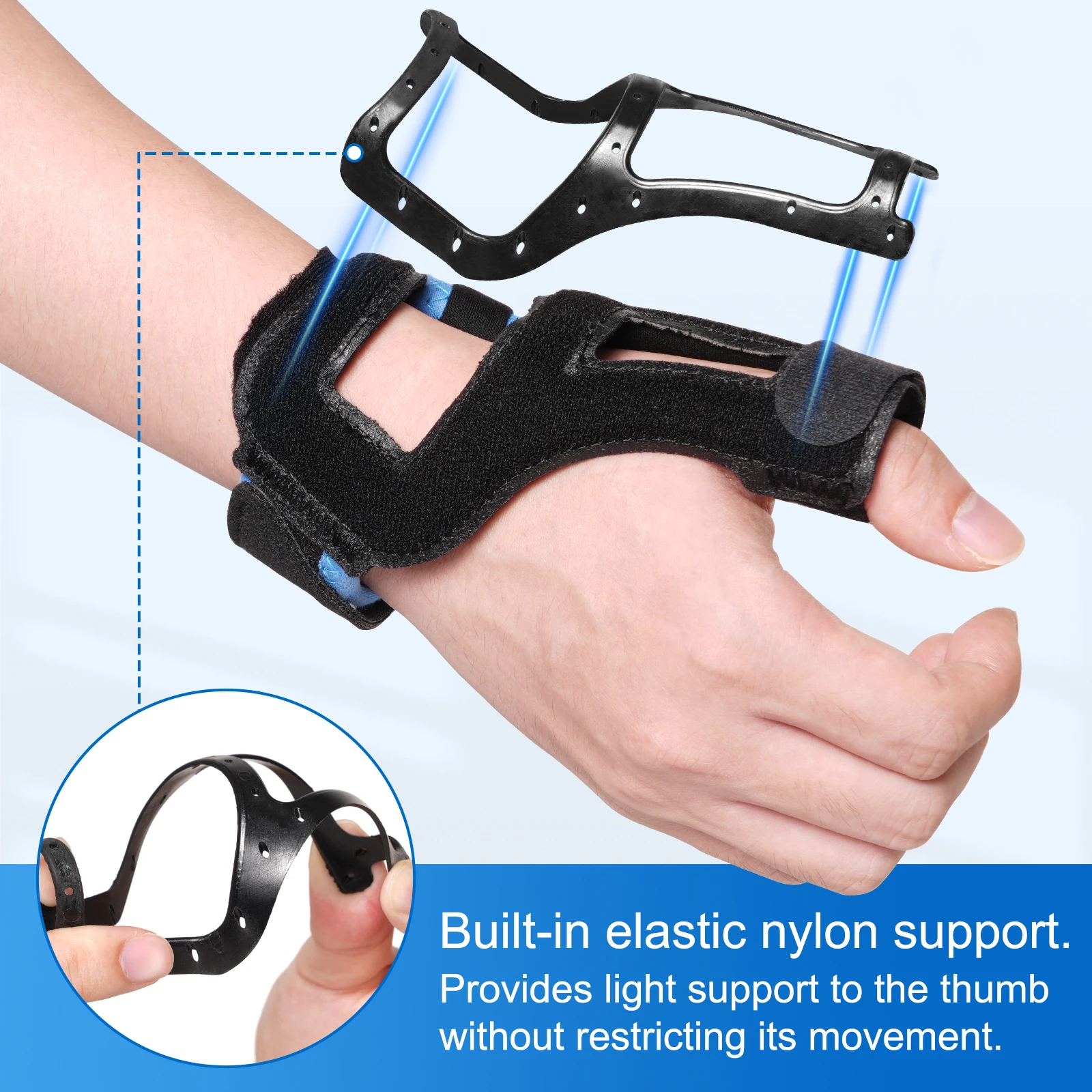 VELPEAU Thumb Splint Brace for Trigger Finger Sprains Strains Arthritis and Tendonitis Thumb Support Breathable and Universal 3