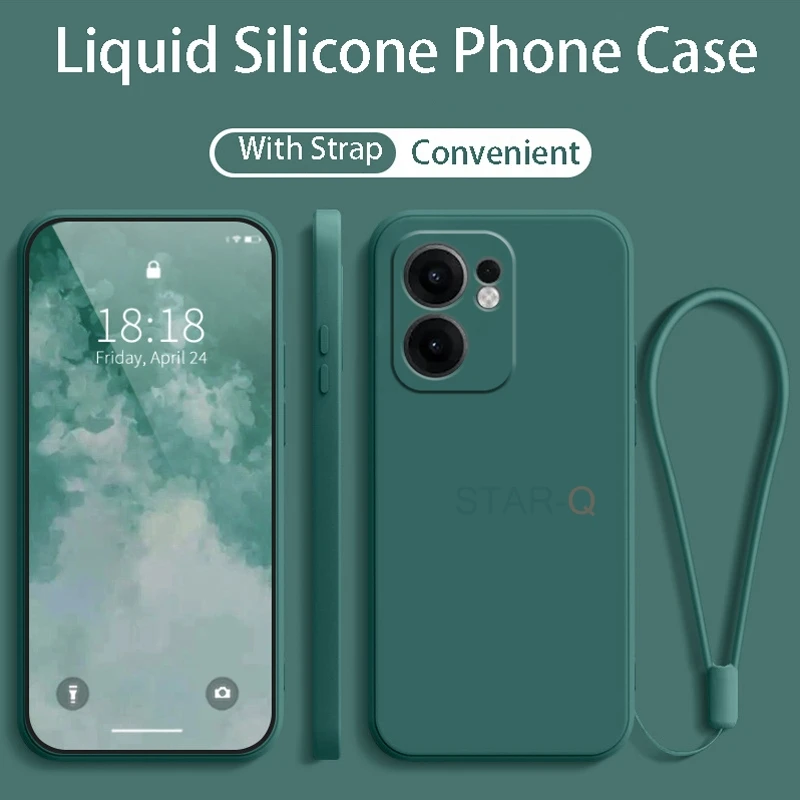 Original Liquid Silicone Phone Case with Lanyard - Enhanced Grip and Protection