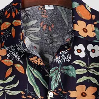 Floral African Shirt Men 2021 Summer Short Sleeve Cotton-linen Beach Wear Casual Button Vacation Flower Clothing Chemise Homme - Image 5