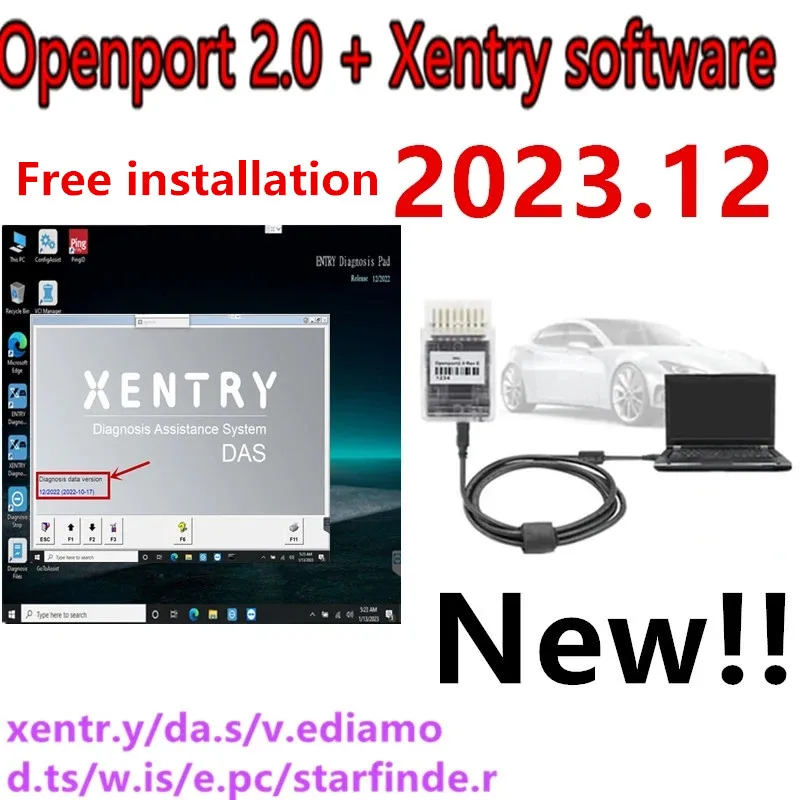 2023.12 Xentrydiagnostic Software Con Tactrix Openport 2.0 Ecu Chip Tuning Tool Obd 2 Obd2 Scanner Tool Xentry Software Instal
