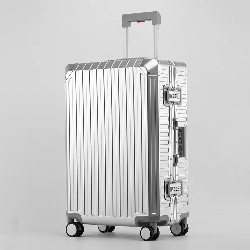 thumbnail image 1 of Equipaje rodante de aleación de aluminio y magnesio 100%, Maleta de viaje de aluminio, caja de carro de Metal, bolsa de embarque con contraseña de rueda Universal, 1 of 4