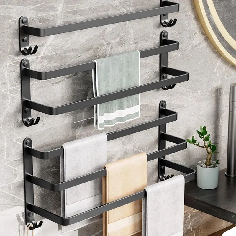 towel rack Aluminum Alloy Towel Rack Bathroom Wall Mounted Storage Rack Bathroom Towel Single Pole Toilet Storage Rack