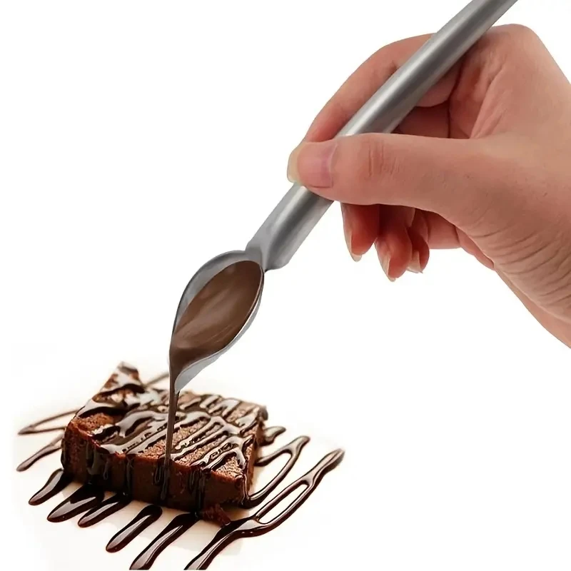 1pc Chocolate Cream Spoon Stainless Steel For Coffee Baking Cake Decoration Sauce Embellishment Confectionery Bakery Tools cake decorating tip set cake icing nozzles baking nozzle set cake decorating nozzle set baking supplies