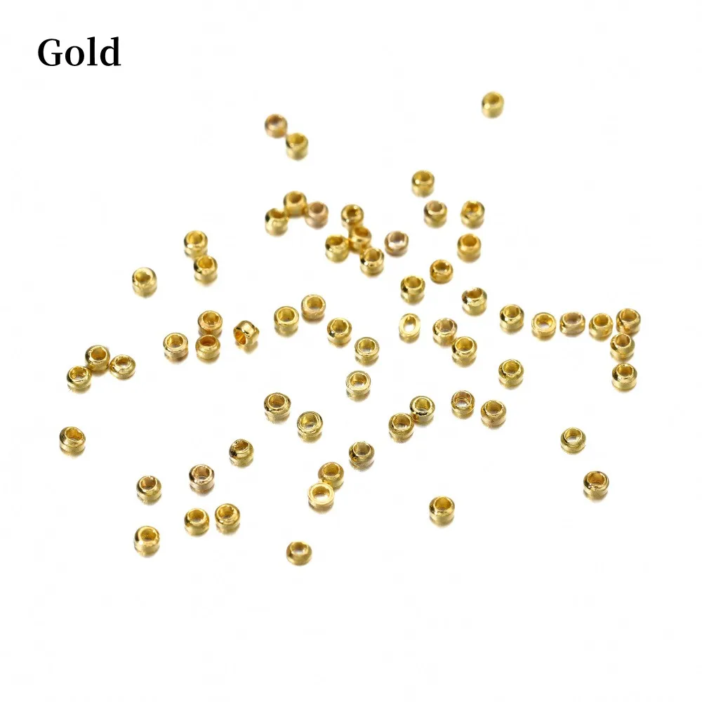 100-500pcs/lot Gold  Copper Ball Crimp End Beads Dia 2 2.5 3 mm Stopper Spacer Beads For Diy Jewelry Making Findings Supplies 