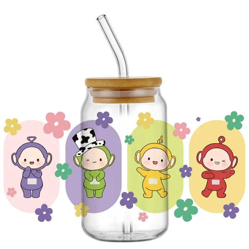 Minoso Cute Baby 3D UV DTF Cartoon Decal For 16oz Libbey Glass Can Cup High quality uvdtf Coffee Car Sticker