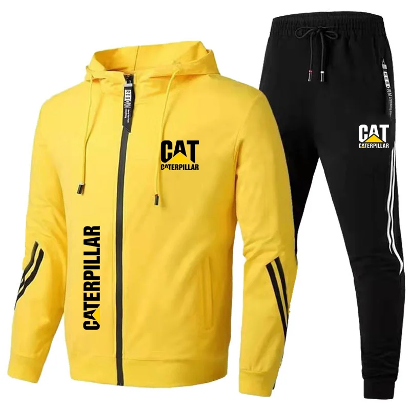 2024 casual top versatile Men's sports set hooded sweatshirt and pants with cat logo printed running fitness 2 pieces 3