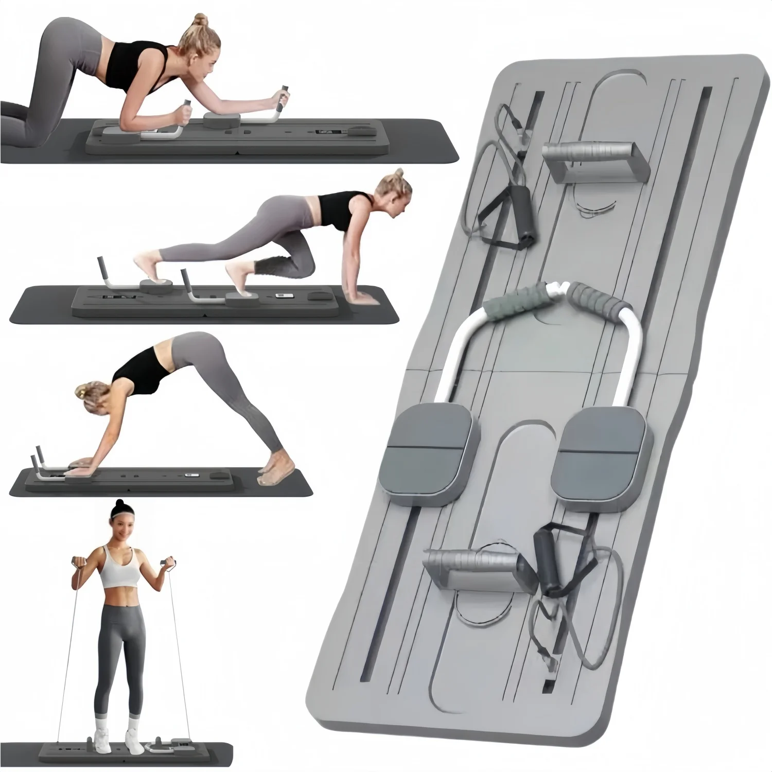 Foldable Pilates Reformer 4 in 1 Pushup Board Core Workout Equipment, Multifunctional Abdominal Board for Indoor Outdoor Use