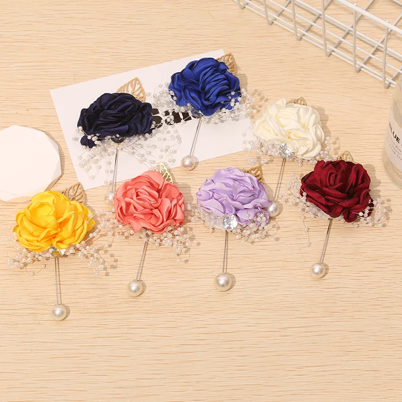 New Arrival 2023 Silk Artifical Flowers Boutonnieres Mensuit Witness Bridesmaid Buttonhole Wedding Accessories