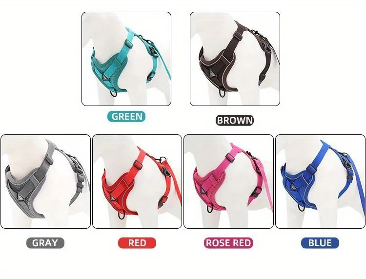 No-Pull Dog & Cat Harness Leash Set – Adjustable Reflective Pet Vest for Small Dogs & Cats