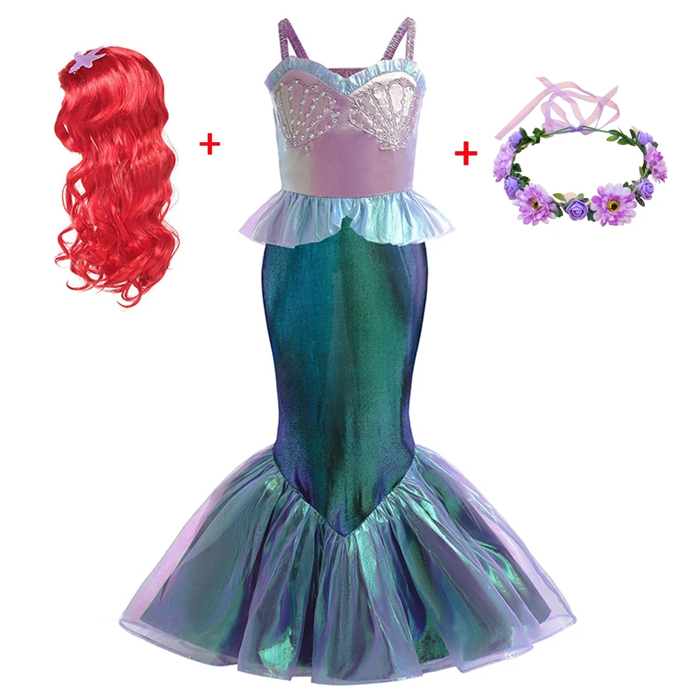 

Summer Ariel Pearl Mermaid Princess Dress For Girl Halloween Costumes Kids Mermaid Dress Up Sets Children Cosplay Party Clothing