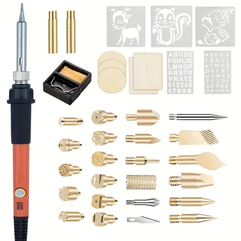 37Pcs pyrography wood burning kit For Beginners, Adjustable Professional wood burner pen Tool and Accessories, woodburning Embos 1
