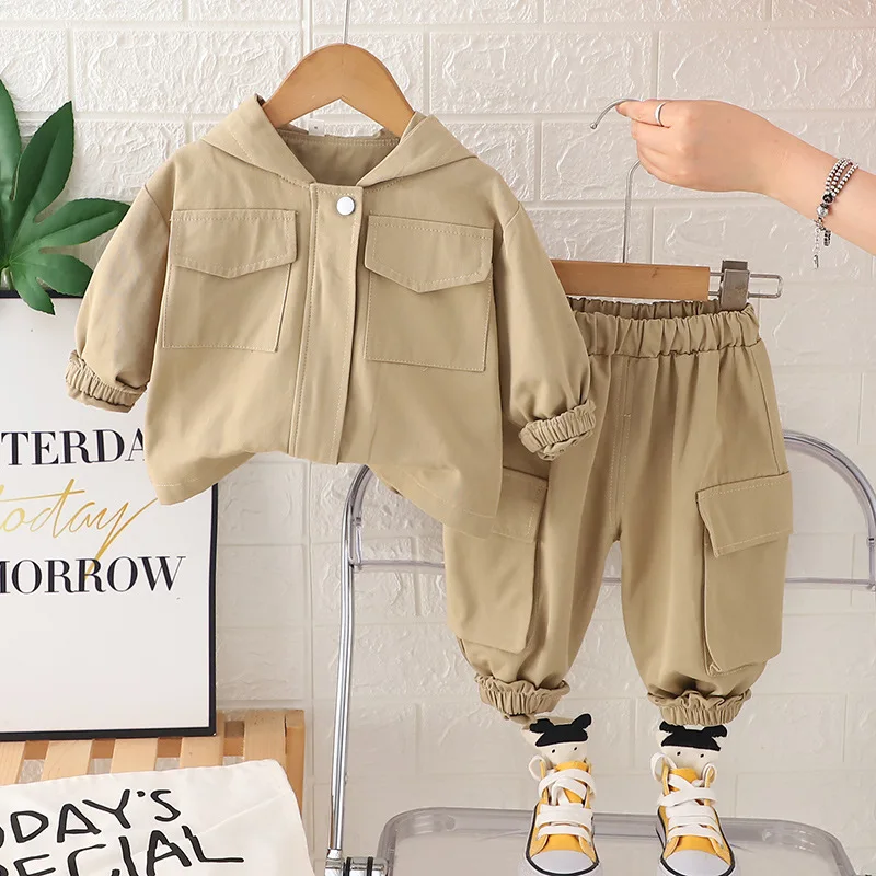 Autumn Kids Solid Color Windbreaker Set