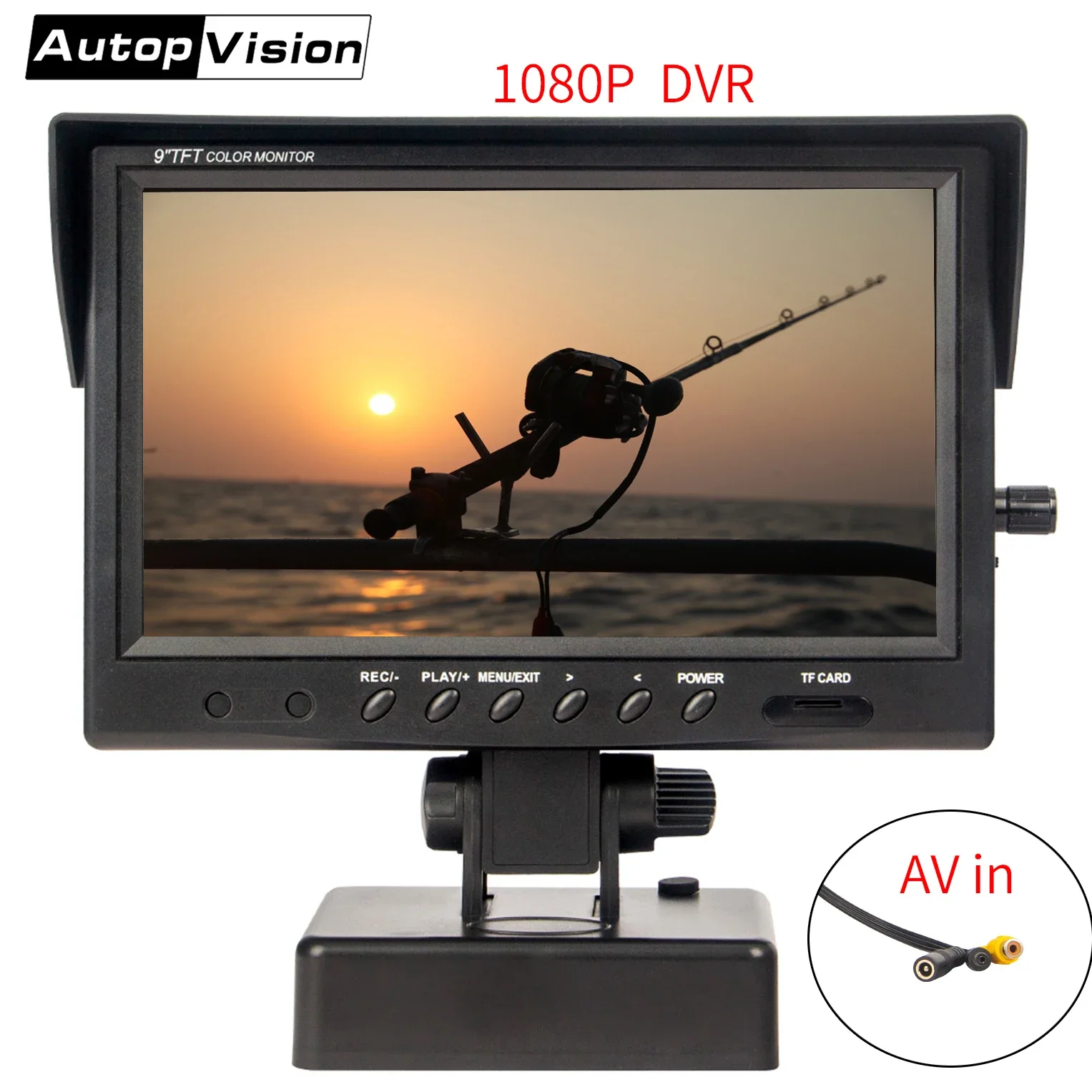 

S90HR Battery powered 9inch display screen monitor 1080P color with video recording AV input for endoscope underwater camera