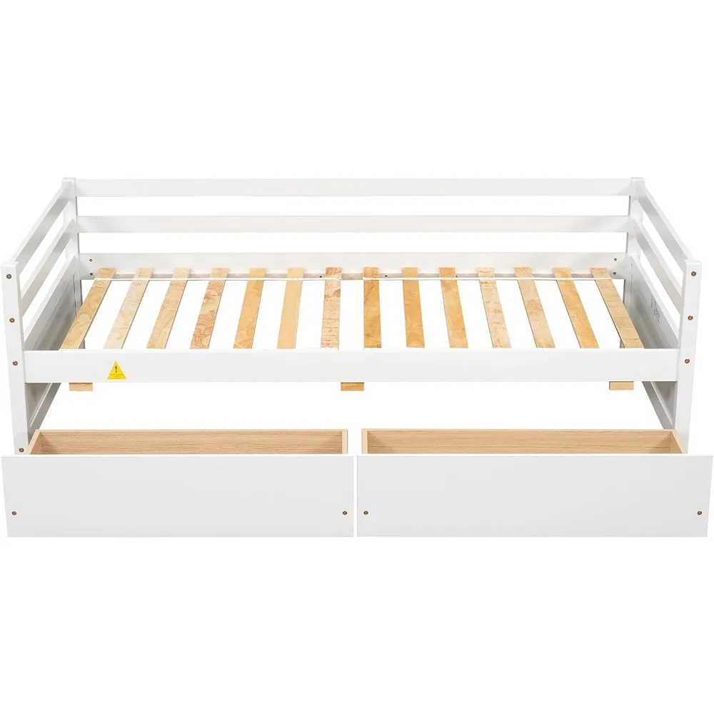 Twin Daybed with 2 Storage Drawers, Wooden Twin Size Daybed Frame, Dual-Use Daybed Sofa Kids Bed for Living Room,Children Room 6
