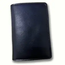 RFID Blocking Slim Leather Wallet with ID Window - Minimalist Front Pocket Card Holder (Black)