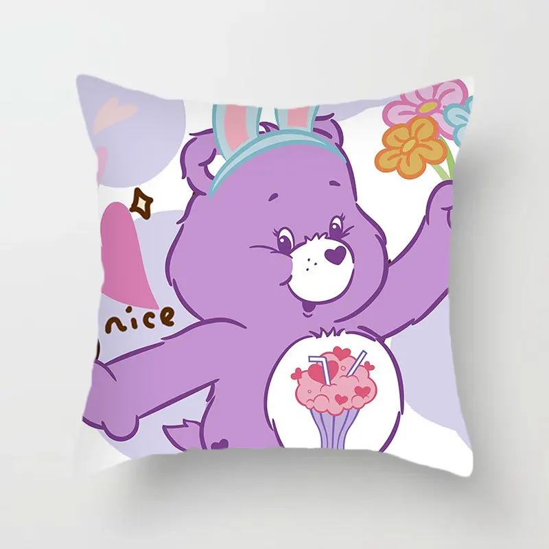 thumbnail image 1 of MINISO - Almohada para siesta de estudiante con diseño de oso cariñoso arcoíris, para sofá, sala de estar, respaldo, mesita de noche, funda de almohada con dibujos animados de oso cariñoso, bonito reg, 1 of 5