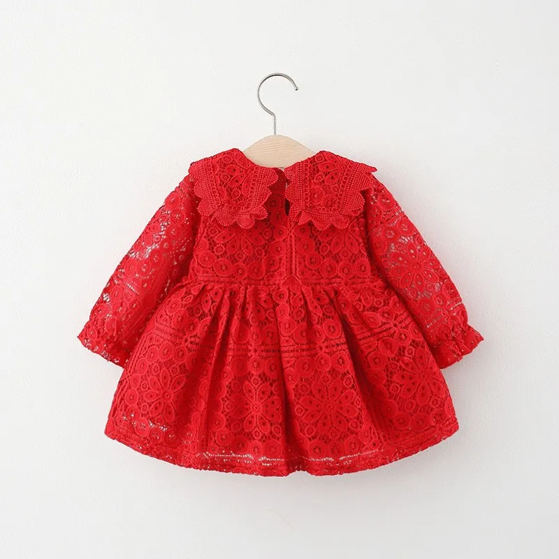 Spring newborn Baby Girls Clothes Outer Wear Hollow Lace Dress for Baby Girls Cloth 1 Year Birthday Princess Party Dress dresses