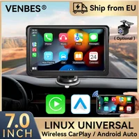 VENBES 7 "autoradio Carplay et Android Auto Portable Mirrorlink écran tactile caméra de recul AUX USB type-c 1