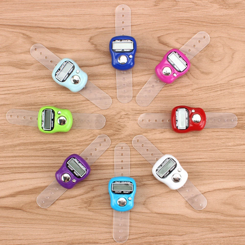 1-20pcs Finger Counter Ring 5 Digital LED Electronic Handheld Tally Counter Clicker Counter W/Islamic Tasbih Bead Color Random